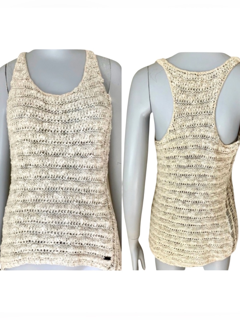 ABERCROMBIE & FITCH Crochet Knit Racerback Sweater Tank